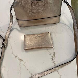 Kate Spade Gold Crossbody Bag with Metallic Sheen